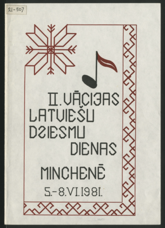 Programma. 2. Vācijas latviešu Dziesmu dienas Minchenē 5. - 8. VI. 1981