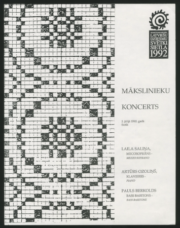 XII Rietumu krasta Latviešu Dziesmu svētki 1992 : Mākslinieku koncerts / piedalās soliste Laila Saliņa...u.c.